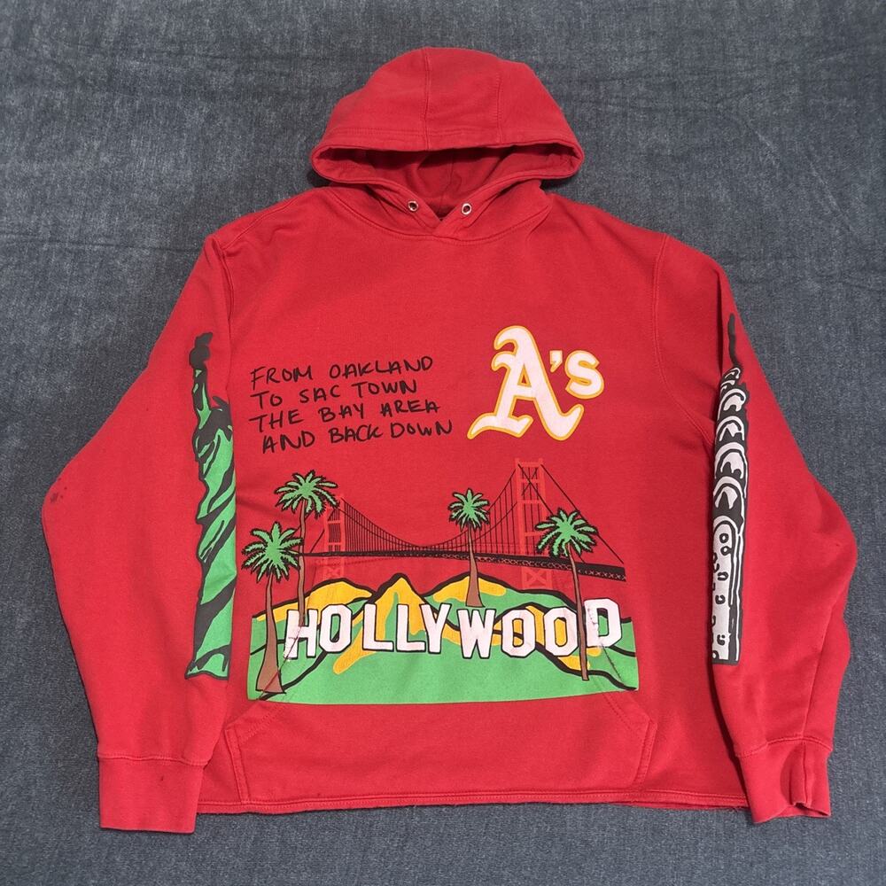 Homme Femme Cali to NYC Hoodie Men's Large Red Graphic Pullover